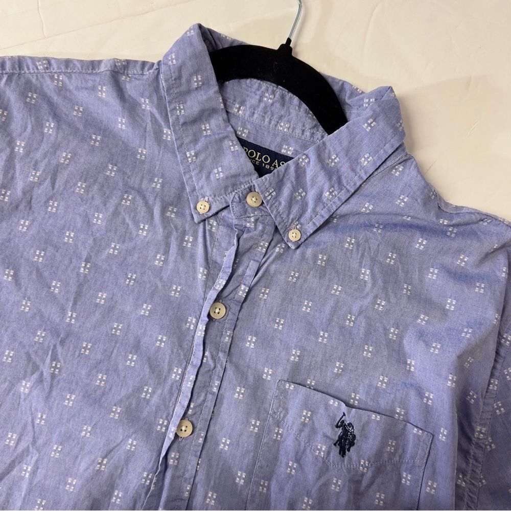 U.S. Polo Assn. Short Sleeve Button Down Cotton Blue large